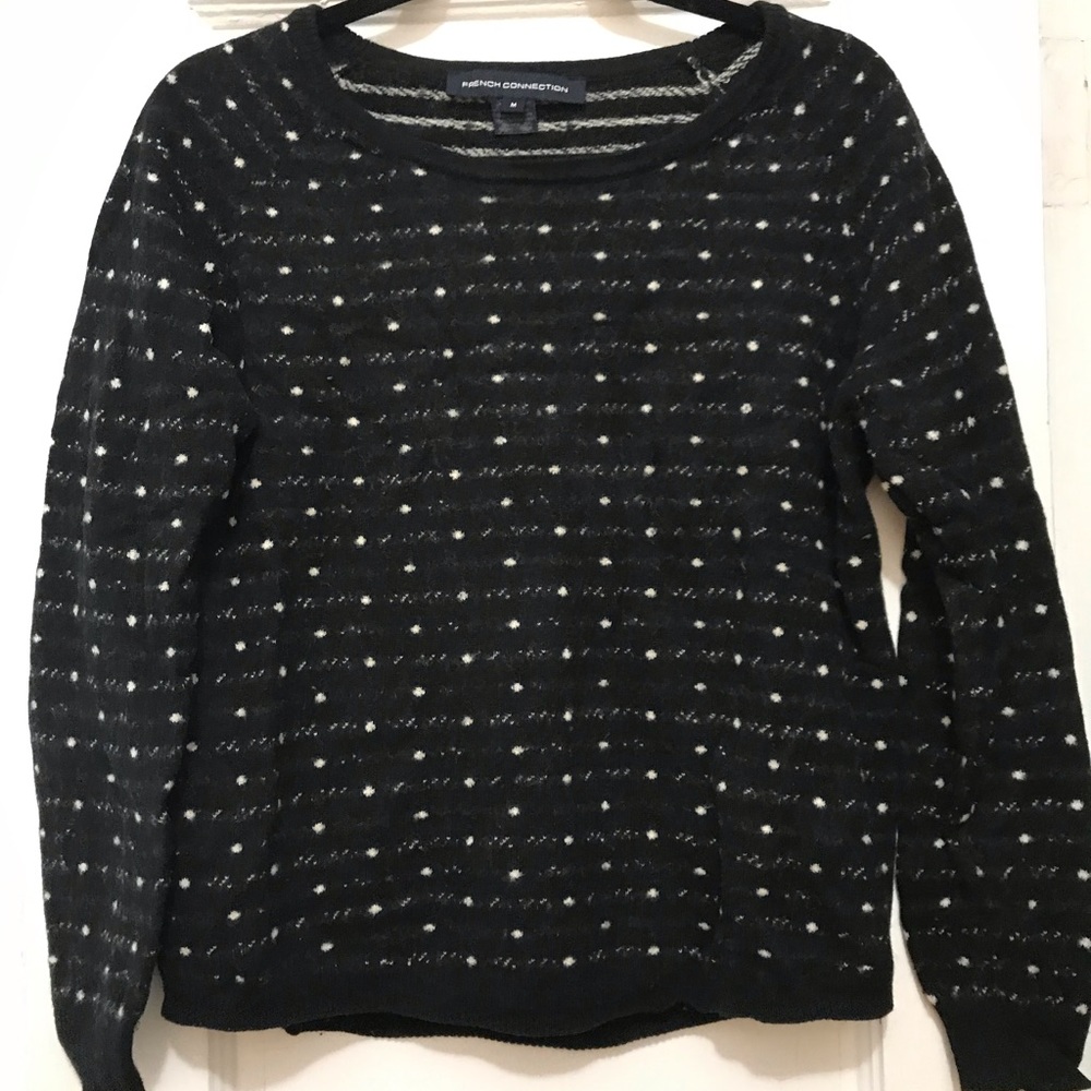 French Connection Black Polk-a-Dot Sweater-Size M